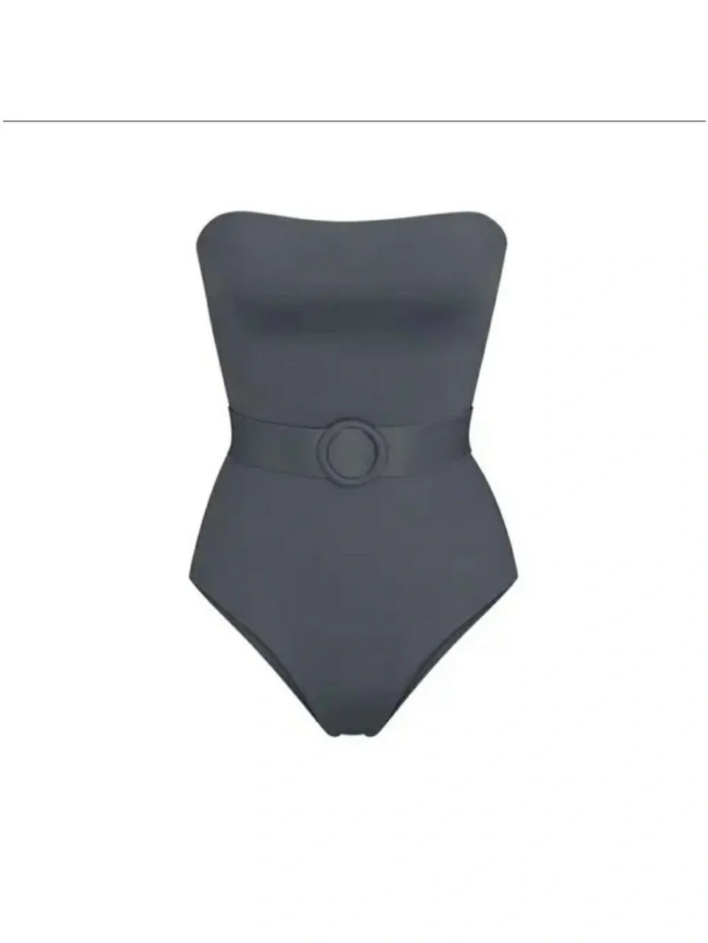 SKIMS Strapless Belted One-Piece Swimsuit in Charcoal
